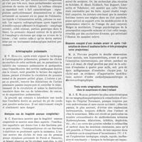 3306 - Page 3309 - Partie scientifique. L’Actualité scientifique. Les Sociétés Savantes. Paris. Société de médecine de Paris, Séance du 9 juillet 1937. Raccourcissement congénital de l’œsophage avec sténose et estomac sus-diaphragmatique / Artériographie pulmonaire / Quelques cas de fragilité osseuse congénitale / Les déformations de l’image de soi chez les amputés / Examen complet d’une malade avant et après l’absorption de doses d’ouabaine fortes et très prolongées (avec projections) / Trois cents urographies descendantes chez le nourrisson et chez l’enfant / La température intra-pulmonaire chez les tuberculeux opérés de thoracoplastie