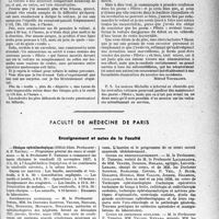 3332 - Page 3335 - Partie professionnelle, Hygiène, Assistance, Mutualité, Intérêts corporatifs, Variétés. L’Actualité professionnelle. Chronique automobile. Le Salon de l’Automobile. Le nouveau pneu « Pilote » Michelin / Faculté de médecine de paris. Enseignement et actes de la Faculté
