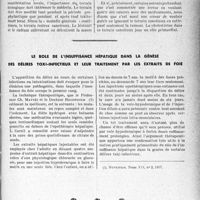 3370 - Page 3371 - Partie scientifique. Travaux originaux. Clinique chirurgicale, Leçon clinique du Professeur Raymond Grégoire. Cholestérine et cancer, par le Docteur Joseph Scapier / Le rôle de l'insuffisance hépatique dans la genèse des délires toxi-infectieux et leur traitement par les extraits de foie