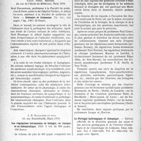 3383 - Page 3384 - Partie scientifique. L'Actualité Scientifique. Les Livres. Urticaire et histamine, par Noël Fiessinger, Vigot frères, éditeurs, Paris, 1937 / Les régulations hormonales en biologie, en clinique et en thérapeutique, J. -B. Baillières et Fils, Paris, 1937 / Le Portugal hydrologique et climatique, Édition officielle de la direction générale des mines et des services géologiques et de l’institut d’hydrologie et de climatologie de Lisbonne, 1934-1935