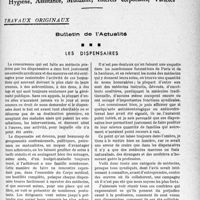 3386 - Page 3387 - Partie professionnelle, Hygiène, Assistance, Mutualité, Intérêts corporatifs, Variétés. Travaux originaux. Bulletin de l’Actualité. Les dispensaires [Dr Raphaël Massart]