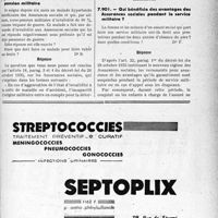 3410 - Page LXI-3411 - Correspondance. Assurances sociales. Conditions de l’allocation des indemnités journalières aux assurées sociales accouchées / Droit à la pension d’invalidité pour un assuré social bénéficiaire d’une pension militaire / Qui bénéficie des avantages des Assurances sociales pendant le service militaire ?