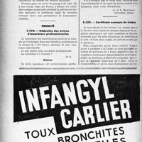 3411 - Page 3412-LXII - Correspondance. Assurances sociales. Qui bénéficie des avantages des Assurances sociales pendant le service militaire ? / Fiscalité. Déduction des primes d’assurances professionnelles / Certificats exempts de timbre