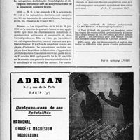 3431 - Page 3448-XIV - A Travers l’officiel. Réponses des ministres aux questions des parlementaires. Immatriculation des femmes de ménage aux Assurances sociales / Les mécaniciens dentistes, les stomatologistes et chirurgiens-dentistes ne sont pas assujettis aux lois sur la semaine de quarante heures