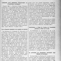 3444 - Page 3461 - Partie scientifique. L'Actualité scientifique. La Presse. L’éthylisme est-il générateur d’hypertrophie ou d’insuffisance cardiaques ? [(Lyon Médical, 11 juillet 1937)] / Sur la fréquence familiale de la maladie de Lobstein [(La Presse Médicale, 10 juillet 1937)] / Contribution à l’étude de l’action de l’anesthésie générale à l’éther sur le foie [(Anesthésie et Analgésie, avril 1937)] / La prévention du rhumatisme articulaire aigu (Maladie de Bouillaud) [(La Pédiatrie, juillet 1937)]