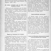 3445 - Page 3462 - Partie scientifique. L'Actualité scientifique. La Presse. La prévention du rhumatisme articulaire aigu (Maladie de Bouillaud) [(La Pédiatrie, juillet 1937)] / Des raideurs articulaires après les butées ostéo-plastiques de hanche [(La Presse Médicale, 17 juillet 1937)] / Rapports de l’alcoolisme et de l’épilepsie [(Paris-Médical, 10 juillet 1937)] / Anavaccinothérapie gonococcique [(Revue pratique des maladies des organes génito-urinaires (septembre 1937)] / A propos des déformations douloureuses de la hanche et de leur traitement par la résection [(Le Scalpel, 25 septembre 1937)]
