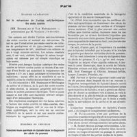 3446 - Page 3463 - Partie scientifique. L'Actualité scientifique. Les Sociétés Savantes. Paris. Académie de médecine. Sur le mécanisme de l'action anti-bactérienne des ondes courtes, (19-10-1937) / Académie de chirurgie. Injection trans-pariétale de lipiodol dans le diagnostic des abcès du poumon, (13-10-1937)