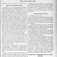 3450 - Page 3467 - Partie scientifique. L'Actualité scientifique. Les Congrès. IIe Congrès scientifique international de l’alimentation, (Paris. 25-28 octobre 3937). Résumé des vœux émis par le Congrès. Règles de l’alimentation normale / L’alimentation dans les colonies / L’enseignement et l’organisation sociale de l’hygiène alimentaire
