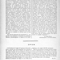 3471 - Page 3488 - Partie professionnelle, Hygiène, Assistance, Mutualité, Intérêts corporatifs, Variétés. L'actualité professionnelle. Réflexions sur l’enseignement de la déontologie aux étudiants. La mortalité à Paris et dans le département de la Seine, par G. Ichok / Opium