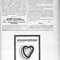 3480 - Page LIX-3497 - Correspondance. Application des tarifs d’honoraires. Pensionnés de guerre. On ne peut signer une feuille de visite alors qu'on n'a pas vu le malade lui-même / Accidents du travail et maladies professionnelles. Responsabilité d’un accident de battage