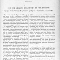 3500 - Page 3517 - Propos du jour. Pour une meilleure organisation de nos syndicats. A propos de l'indifférence des praticiens syndiqués. — L'utilisation du référendum [J. Noir]