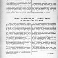 3509 - Page 3526 - Partie Scientifique. Travaux originaux. poste-hypophyse et sécrétion gastrique / A propos du traitement de la démence précoce par l’hypoglycémie insulinique [G. Lavalée-]