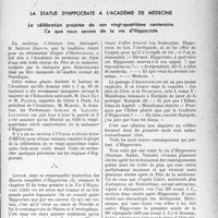 3568 - Page 3585 - Propos du jour. La statue d’Hippocrate à l'académie de médecine. La célébration projetée de son vingt-quatrième centenaire. Ce que nous savons de la vie d’Hippocrate [J. Noir]