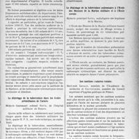 3590 - Page 3607 - Partie Scientifique. L’actualité scientifique. Les Congrès. XXIVe Congrès d’hygiène, (Paris, Institut Pasteur, 25-27 octobre 1937). Hygiène scolaire. Le dépistage de la tuberculose dans les écoles - Docteur Boulangier / Le dépistage de la tuberculose dans les écoles prémilitaires de l’armée - Médecin-lieutenant-colonel Sieur / Le dépistage de la tuberculose pulmonaire à l’Ecole des Mousses de la Marine militaire et à l’Ecole navale - Médecin principal Saves / Les cantines scolaires rurales - Docteurs Lesage