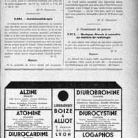 3684 - Page LIX-3701 - Correspondance. Application des tarifs d'honoraires. Accidents du travail. La visite dite (par abréviation) de contrôle / Autohémothérapie / Pensionnés de guerre. Quelques décrets à connaître en matière de radiologie