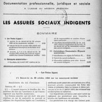 3708 - Page 3421 - Supplément du novembre 1937. Documentation professionnelle, juridique et sociale à l'usage du médecin praticien / Les assurés sociaux indigents / Sommaire / Les Textes légaux. Décret-loi du 28 octobre 1335 sur les assurances sociales