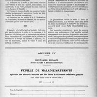 3720 - Page 3433 - Circulaires ministérielles. Circulaire relative à l’application du décret-loi du 28 octobre 1935 sur les assurances sociales aux assurés inscrits sur les listes d’assistance dans les conditions de la loi du 15 juillet 1893 / Feuille de maladie-maternité spéciale aux assurés inscrits sur les listes d’assistance médicale gratuite, (Art. 19 du décret-loi du 28 octobre 1935)