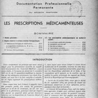 3724 - Page 3709 - Supplément mensuel du décembre 1937 / Documentation Professionnelle Permanente du médecin praticien / Les prescriptions médicamenteuses / Sommaire / Introduction