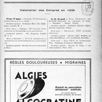 3740 - Page III - Guide précis du praticien. Calendrier des Congrès en -1938