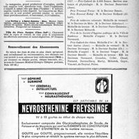 0008 - Page VII-5 - Renseignements / Renouvellement des Abonnements / Dernières nouvelles. Faculté de médecine de Lille / Prix de la Faculté de médecine de Bordeaux