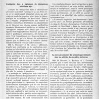 0032 - Page 29 - Partie scientifique. L'actualité scientifique. La presse. L’antipyrine dans le traitement du rhumatisme articulaire aigu [(La Presse Médicale, 20 octobre 1937)] / La novo-alcoolisation du sympathique lombaire dans les artérites des membres inférieurs [(Journ. de Méd. et de Chir. prat, 10 octobre 1937)]