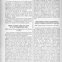 0035 - Page 32 - Partie scientifique. L'actualité scientifique. Les Sociétés Savantes. Paris. Société médicale des hôpitaux de Paris. Accentuation de la sensibilité à la tuberculine coincidant avec une poussée d’érythème noueux de l’enfance, 4-6-1937 / Maladie de Vaquez, traitée avec succès par la télé-roentgenthérapie totale, 4-6-1937 / Coma acidosique, accidents hypoglycémiques ; intérêt des variations nyctémérales de la glycémie, 11-6-1937