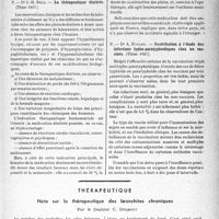 0040 - Page 37 - Partie scientifique. L'actualité scientifique. Les Thèses. La thérapeutique dinitrée. Dr J. -R. Bell (Thèse 1937) / Contribution à l’étude des infections typho-paratyphoidiques chez les vaccinés. Dr A. Boulet. (Thèse 1937) / Thérapeutique. Note sur la thérapeutique des bronchites chroniques