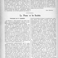 0047 - Page 44 - Partie professionnelle, Hygiène, Assistance, Mutualité, Intérêts corporatifs, Variétés. L'actualité professionnelle. Informations judiciaires. Le remboursement des honoraires chirurgicaux aux assurés sociaux soignés dans les cliniques privées / La Presse et les Sociétés. Intoxication par le manganèse [(La Presse Médicale, 10 novembre 1937)]