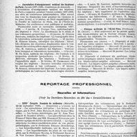 0059 - Page 56 - Partie professionnelle, Hygiène, Assistance, Mutualité, Intérêts corporatifs, Variétés. Hôpitaux de l’assistance publique de paris. Enseignement, concours, avis divers / Reportage professionnel. Nouvelles et Informations. XXVe Congrès français de médecine