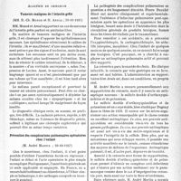 0100 - Page 97 - Partie scientifique. L'actualité scientifique. Les Sociétés Savantes. Paris. Académie de chirurgie. Tumeurs malignes de l’intestin grêle, 20-10-1937 / Prévention des complications pulmonaires opératoires chez l’enfant, 20-10-1937