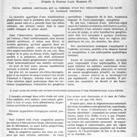 0218 - Page 215 - Partie scientifique. Travaux originaux. La clinique au goût du jour. Quand une néphrite aiguë apyrétique, en apparence primitive, peut-elle être rattachée à une infection du rhino-pharynx ?, d’après le Docteur Louis Ramond. Toute adénite cervicale, qui la précède, n’est pas obligatoirement la cause de pareille néphrite / Il faut aussi écarter les autres étiologies possibles d’une néphropathie sans fièvre