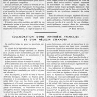 0234 - Page 231 - Partie professionnelle, Hygiène, Assistance, Mutualité, Intérêts corporatifs, Variétés. Bulletin de l’Actualité. Exercice illégal par un diplômé d'université avec la complicité d'un diplômé français [Dr Paul Boudin]. Résultats d’une enquête américaine [G. Lavalée] / Collaboration d’une infirmière français et d'un médecin étranger [Dr Paul Boudin]