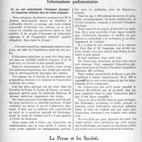 0237 - Page 234 - Partie professionnelle, Hygiène, Assistance, Mutualité, Intérêts corporatifs, Variétés. L’actualité professionnelle. Informations officielles. La détermination du degré d’invalidité en matière d’Assurances sociales [Jean Mignon] / Informations parlementaires. Où en sont actuellement l’éducation physique et l’inspection médicale dans les écoles publiques / La Presse et les Sociétés. Le programme de la Santé publique [(La prophylaxie vénérienne, novembre 1937)]