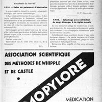 0258 - Page LXV-255 - Correspondance. Assurances sociales. Droit des enfants des assurés sociaux aux prestations / Application des tarifs d'honoraires. Accidents du travail. Refus de paiement d’anatoxine / Epluchage avec extraction de corps étranger à la région nasale