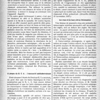 0287 - Page 284 - Partie scientifique. L’actualité scientifique. La presse. Pneumonie et point de côté vésiculaire [(Journal des Praticiens, 20 novembre 1937)] / A propos du B. C. G. ; l’immunité antituberculeuse [(Bruxelles-Médical, 21 novembre 1937)] / Les vrais et les faux utérus fibromateux [(Le Monde Médical, 15 novembre 1937)]