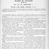0294 - Page 291 - Partie professionnelle, Hygiène, Assistance, Mutualité, Intérêts corporatifs, Variétés. Bulletin de l’Actualité. Ou va la médecine ?. Résultats d’une enquête américaine (Fin)