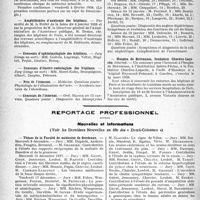 0303 - Page 300 - Partie professionnelle, Hygiène, Assistance, Mutualité, Intérêts corporatifs, Variétés. Hôpitaux de l’assistance publique de Paris. Enseignement, concours, avis divers / Reportage professionnel. Nouvelles et informations. Thèses de la Faculté de médecine de Bordeaux