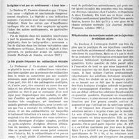 0344 - Page 341 - Partie scientifique. L'actualité scientifique. La Presse. La digitale n’est pas un médicament « à tout faire » [(Gazette Médicale de Nantes, octobre 1937)] / La très grande fréquence des colibacilloses vésicales [(le Journal Médical français, octobre 1937)] / Réhydratation du nourrisson malade par les injections de solutions salines [(Le Bulletin Médical, 27 novembre 1937)]
