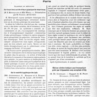 0346 - Page 343 - Partie scientifique. L'actualité scientifique. Les Sociétés Savantes. Paris. Académie de médecine. Sur trente-trois cas de sténose pylorique du nourrisson, 28-12-1937 / Sur le contrôle hygiénique des laits, 21-12-1937 / Académie de chirurgie. Syndrome péritonéal aigu par injection vaginale d’eau sous pression, 10-11-1937 / Oedème cérébro-bulbaire post-traumatique guéri par trépanation sous-occipitale d’Ody, 10-11-1937