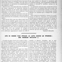 0356 - Page 353 - Partie professionnelle, Hygiène, Assistance, Mutualité. Bulletin de l'actualité. Les destinées de la Médecine français / Afin de rendre plus efficace la lutte contre les épidémies : une heureuse initiative