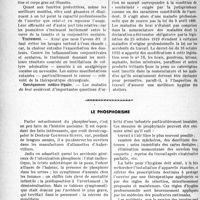 0365 - Page 362 - Partie professionnelle, Hygiène, Assistance, Mutualité. L’actualité professionnelle. Les maladies du Brai. Les étapes du traitement de la tuberculose pulmonaire. « Par le repos vers le travail » / Le phosphorisme
