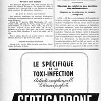 0393 - Page 390-XII - A travers l’officiel. Hygiène publique / Service de santé militaire / Réponses des ministres aux questions des parlementaires. Obligation de la déclaration des maladies contagieuses