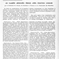 0398 - Page 395 - Partie scientifique. Travaux originaux. Les flambées méningées fébriles après ponction lombaire, par le Professeur H. Roger, les Docteurs J. Paillas Et G. Farnarier