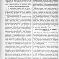 0413 - Page 410 - Partie scientifique. L’actualité scientifique. La Presse. La réaction de Reh dans la recherche, en clinique, des sujets réceptifs à la diphtérie [(Bruxelles-Médical, 12 décembre 1937)] / Sur la gravité de certains accidents sériques [(Journ. de Médecine de Bordeaux, 11 décembre 1937)] / Les recherches actuelles sur les cataractes expérimentales [(Gazette des hôpitaux, 15 décembre 1937)]