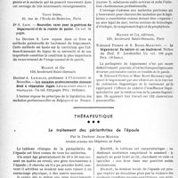 0419 - Page 416 - Partie scientifique. L’actualité scientifique. Les Livres. Les huiles de foie de morue. Leur teneur en vitamines A et D, par Paul Chabre, Masson et Cie, Paris (VIe) / Nouvelles voies pour la guérison du bégaiement et de la crainte de parler, par Dr S. Loew, Vigot frères, Paris / Les maladies professionnelles donnant droit à réparation légale, par Docteur A. Langelez, Masson et Cie / Le bégaiement. Sa nature et son traitement, par Edouard Pichon et S. Borel-Maisonny, Masson et Cie, éditeurs, Paris / Thérapeutique. Le traitement des pérlarthrites de l'épaule