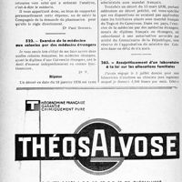 0441 - Page 438-LVI - Correspondance. Questions diverses. Qui doit payer un examen de laboratoire nécessaire pour rétablissement d’un certificat en vue d’une assurance sur la vie ? / Exercice de la médecine aux colonies par des médecins étrangers / Assujettissement d’un laboratoire à la loi sur les allocations familiales