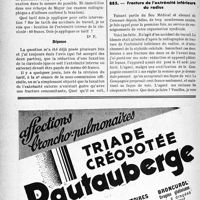 0447 - Page 444-LXII - Correspondance. Application des tarifs d’honoraires. b) Accidents du Travail. Luxation de l’extrémité externe de la clavicule / Fracture de l'extrémité inférieure du radius