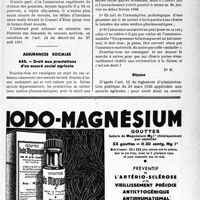 0450 - Page LXV-447 - Correspondance. Questions médico-militaires. Recours pour révision d’une pension militaire / Assurances sociales. Droit aux prestations d’un assuré social agricole