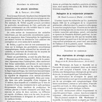 0483 - Page 614 - Partie scientifique. L’actualité scientifique. Les Sociétés Savantes. Paris. Académie de médecine. Les aérosols microbiens, 11-1-1938 / Pathogénie de la conjonctivite printanière, 4-1-1938 / Académie de chirurgie. Deux observations de névralgie occipitale, 10-11-1937