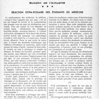 0484 - Page 615 - Partie professionnelle, Hygiène, Assistance, Mutualité, Intérêts corporatifs, Variétés. Bulletin de l’Actualité. Sélection extra-scolaire des étudiants en médecine